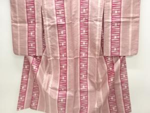 アンティーク　変わり縞模様織出し銘仙単衣着物